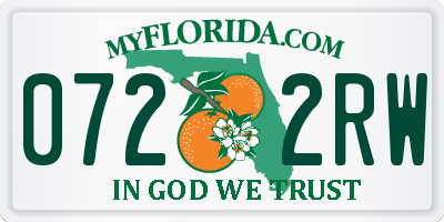 FL license plate 0722RW