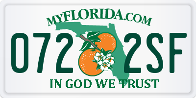 FL license plate 0722SF