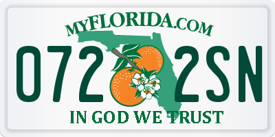 FL license plate 0722SN