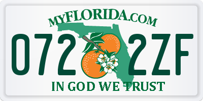 FL license plate 0722ZF