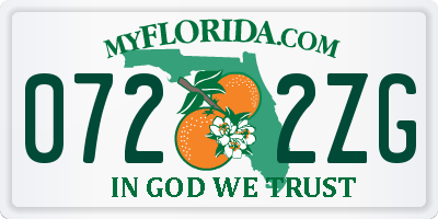 FL license plate 0722ZG