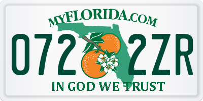 FL license plate 0722ZR
