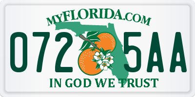 FL license plate 0725AA