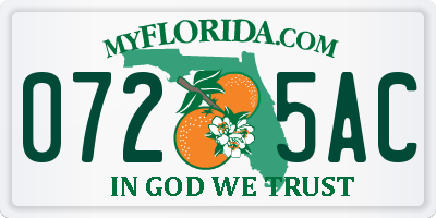 FL license plate 0725AC