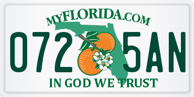 FL license plate 0725AN