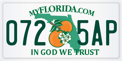 FL license plate 0725AP