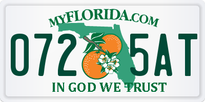 FL license plate 0725AT