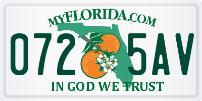 FL license plate 0725AV