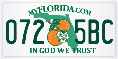 FL license plate 0725BC