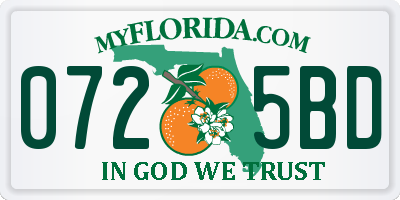 FL license plate 0725BD