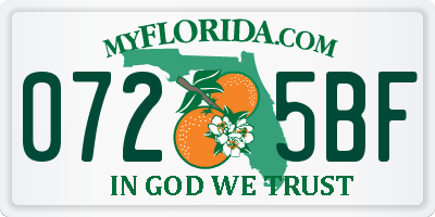 FL license plate 0725BF