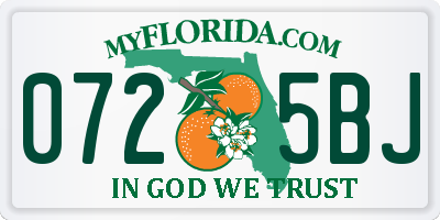 FL license plate 0725BJ