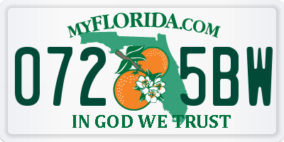 FL license plate 0725BW