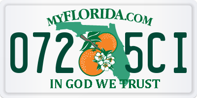 FL license plate 0725CI