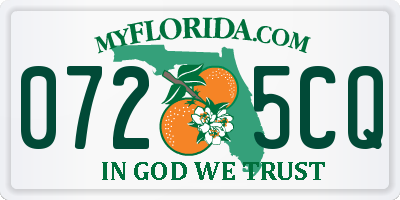 FL license plate 0725CQ