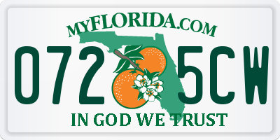 FL license plate 0725CW