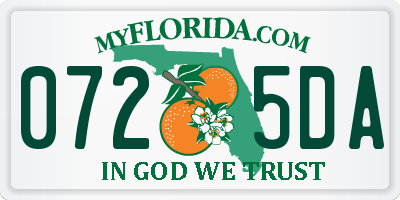 FL license plate 0725DA