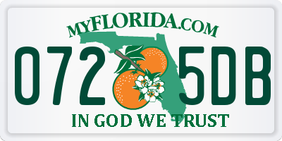 FL license plate 0725DB