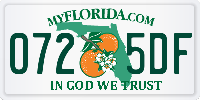 FL license plate 0725DF