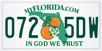 FL license plate 0725DW
