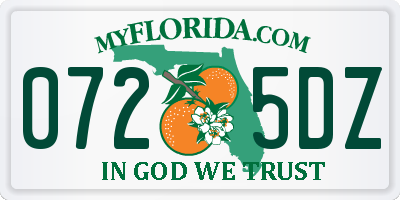 FL license plate 0725DZ