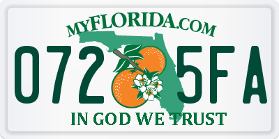 FL license plate 0725FA