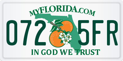 FL license plate 0725FR
