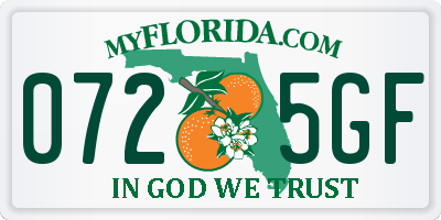 FL license plate 0725GF
