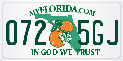 FL license plate 0725GJ