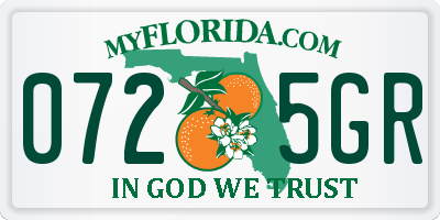 FL license plate 0725GR