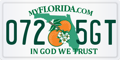 FL license plate 0725GT