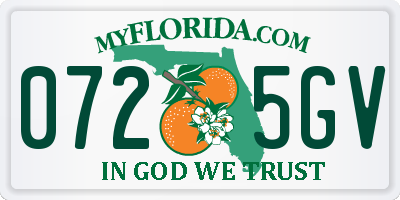 FL license plate 0725GV