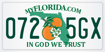 FL license plate 0725GX