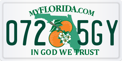 FL license plate 0725GY