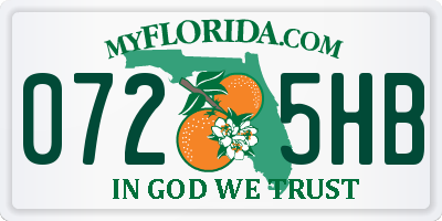 FL license plate 0725HB