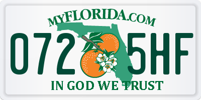 FL license plate 0725HF