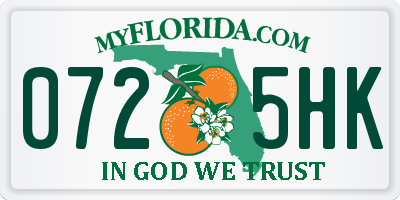 FL license plate 0725HK