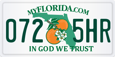 FL license plate 0725HR