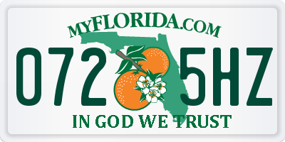 FL license plate 0725HZ