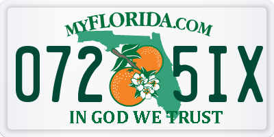 FL license plate 0725IX