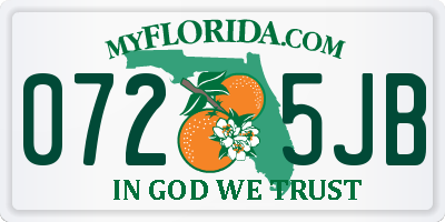 FL license plate 0725JB