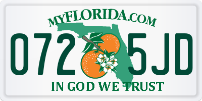 FL license plate 0725JD