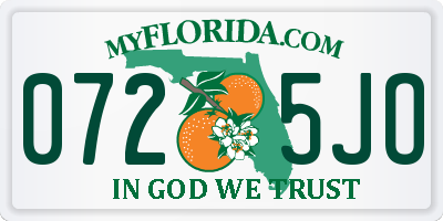 FL license plate 0725JO
