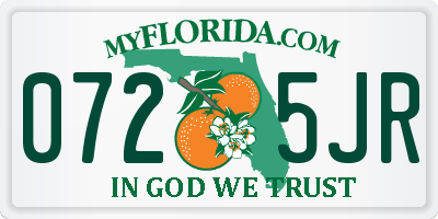 FL license plate 0725JR