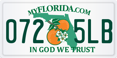 FL license plate 0725LB