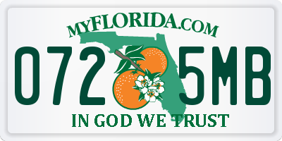 FL license plate 0725MB