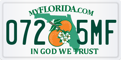 FL license plate 0725MF