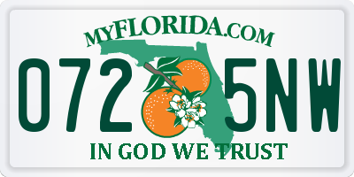 FL license plate 0725NW