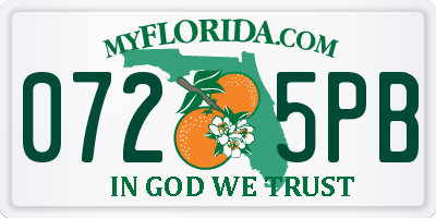 FL license plate 0725PB