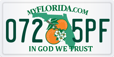 FL license plate 0725PF